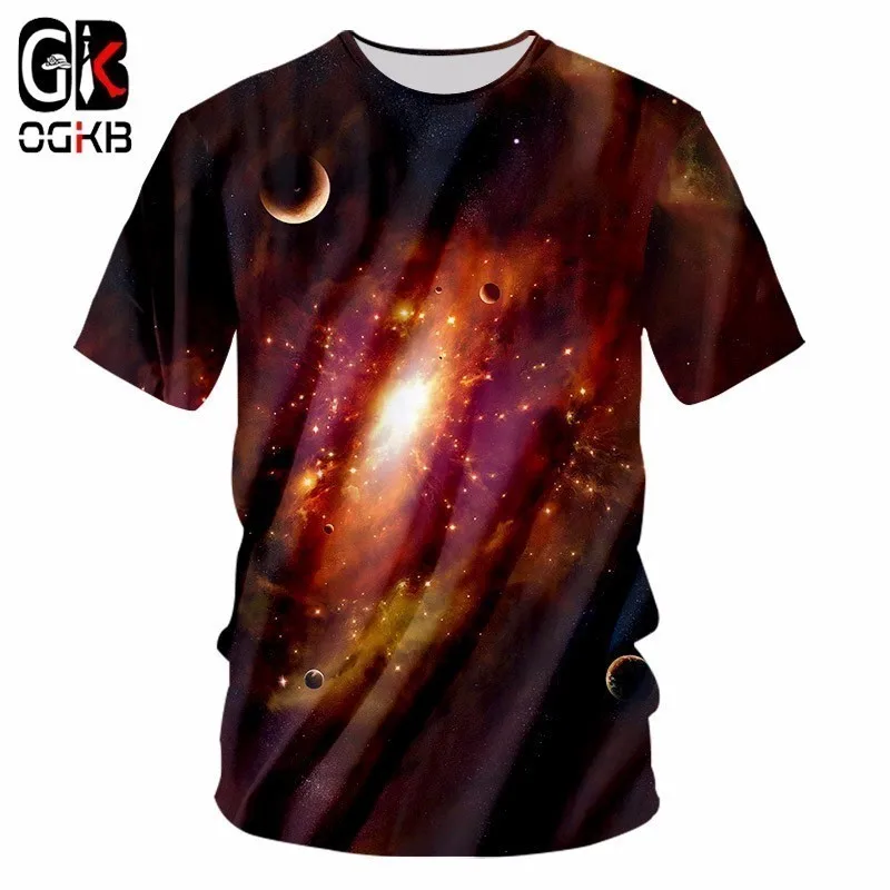 OGKB большой размер 7xltshirt летние топы для мужчин 3d принт Туманность Звезда футболка