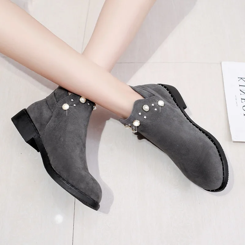 Женские замшевые кожаные ботинки женские мотоциклетные ботильоны Женская