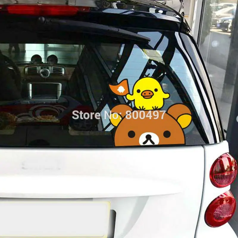 10 х Новые забавные мультфильм милый медведь Rilakkuma наклейки цыплята для Tesla VW Toyota