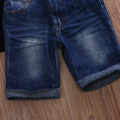 Casual 2017 New Toddler Baby Boys Short Sleeve Shirt Tops + Jeans Shorts 2pcs Set Kids Clothes Outfits |