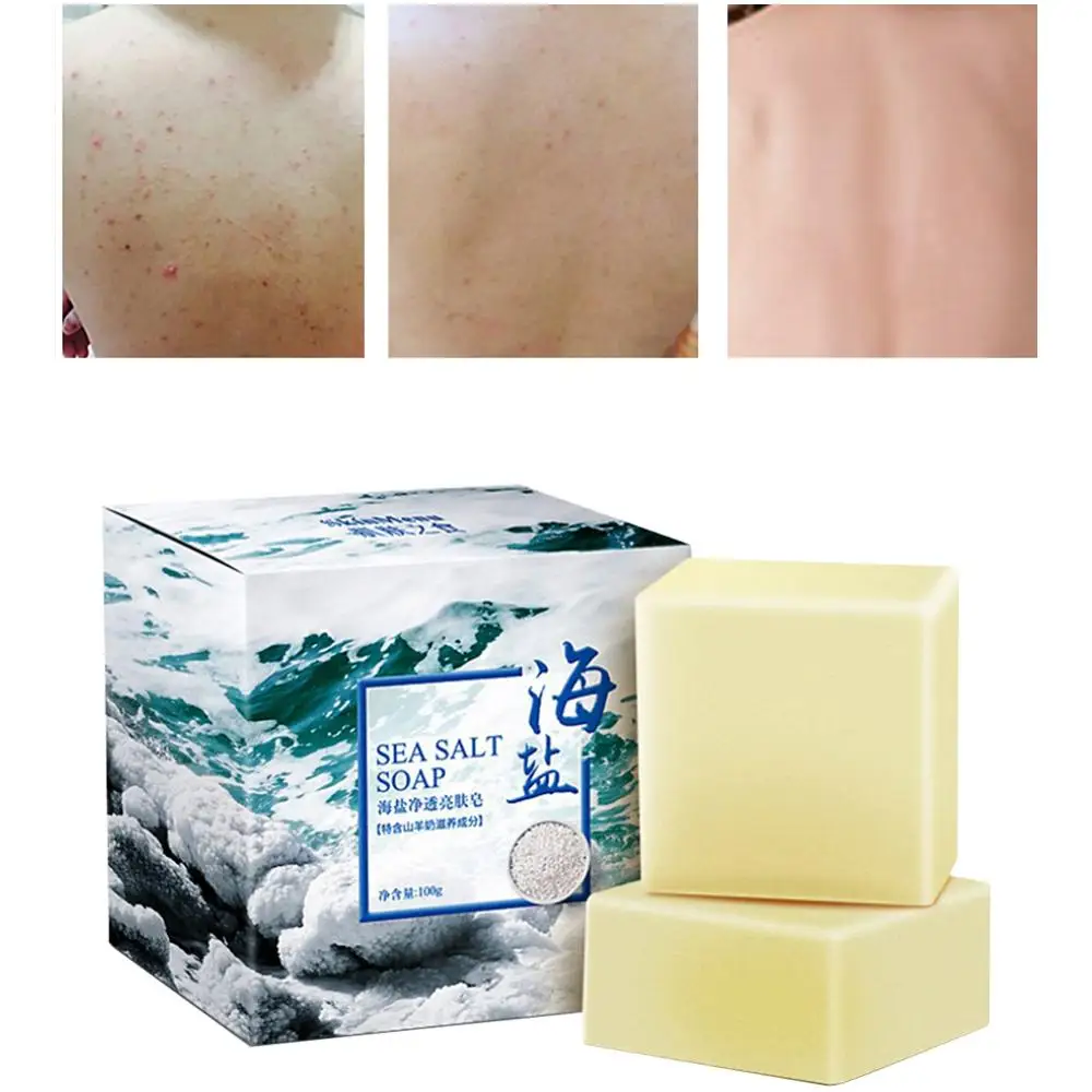 

100g Sea Salt Soap Pimple Pore Acne Removal Treatment Goat Milk Moisturizing Face Wash Soap Base Skin Care Face Cleansning Soap