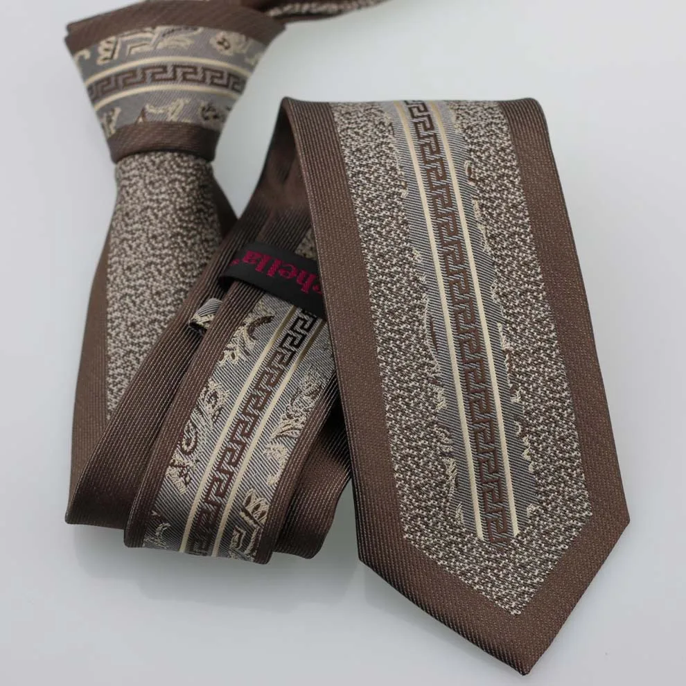 YIBEI Coachella жаккардовые модные галстуки с коричневой каймой Галстуки Коричневые