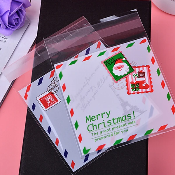 Бесплатная Доставка Рождеством Конверт Печать Печенье Снэк Выпечки Мешок