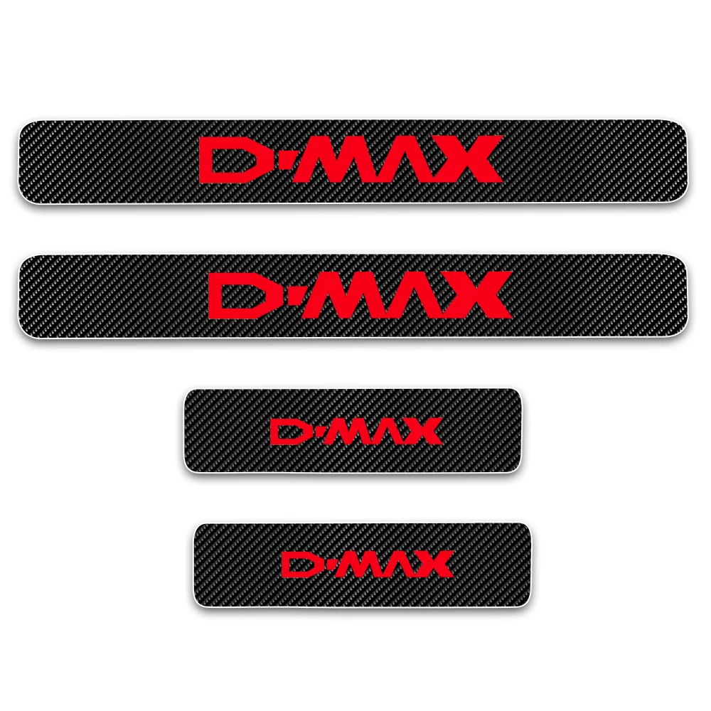 Красный For Isuzu D-MAX Car Door Threshold Plate Entry Guard Door Sills Stickers 4D Carbon Fiber Vinyl Sticker 4Pcs Auto Accessories - Название цвета: Красный