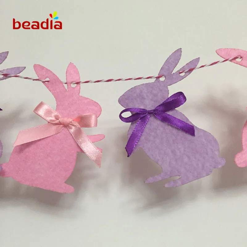 Милый Пасхальный кролик гирлянда для детей розовый фиолетовый тканевый баннер