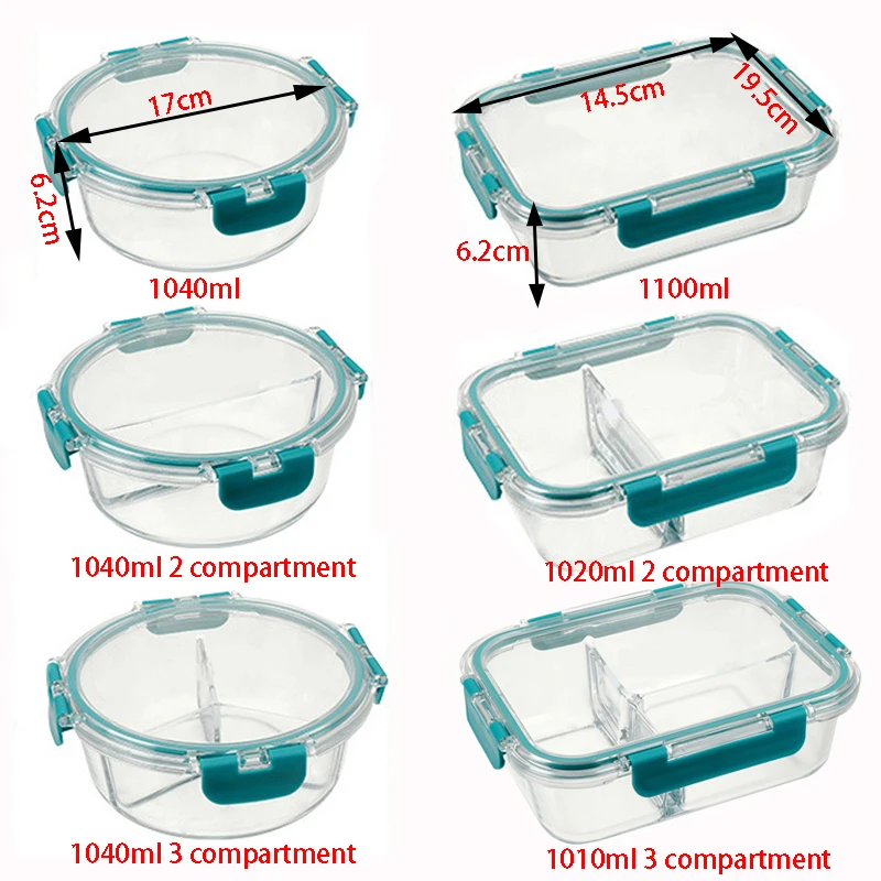 Healthy Borosilicate Glass Detachable Lock Lunch Box Microwave Bento Leakproof Food Container School for Kids | Дом и сад