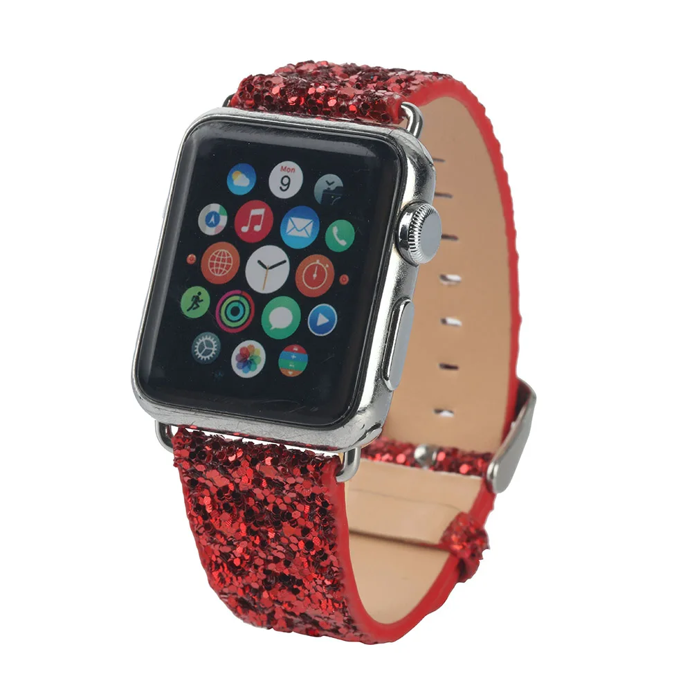 Модный женский Блестящий Стильный ремешок с блестками для Apple Watch 38 мм 42 iWatch 40 44