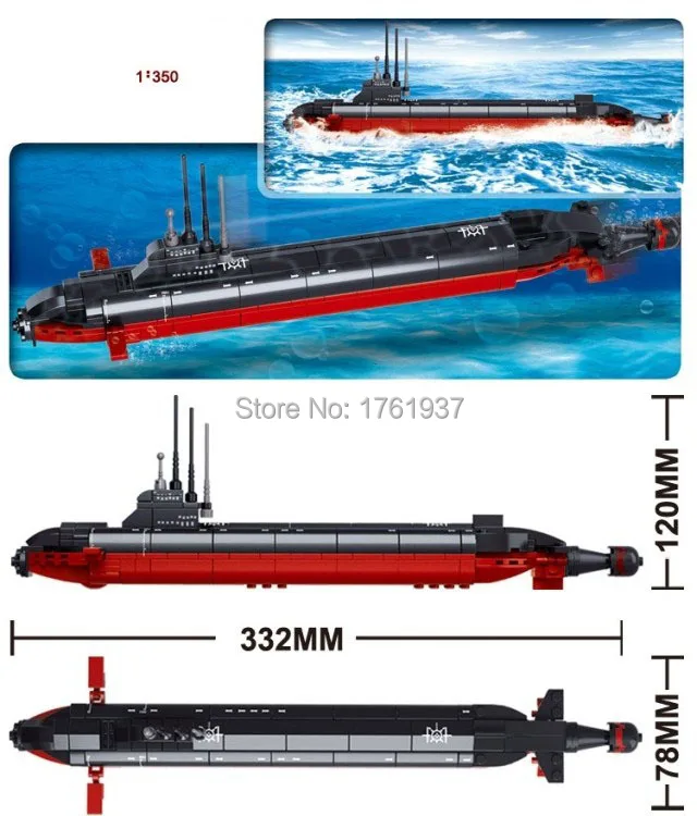 Военные игрушки, крутые B0391, Атомная подводная лодка, военный корабль, DIY Модель, строительные блоки, кирпичи, игрушки, подарок, модели arma, 193 шт