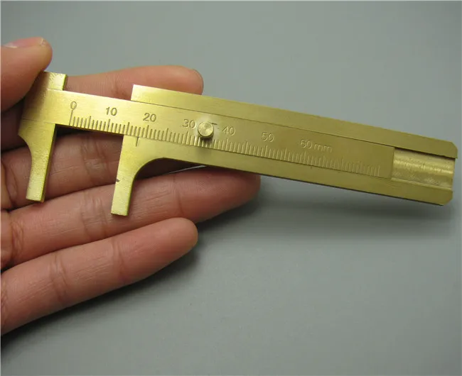 Мини Твердый латунный медный скользящий Калибр штангенциркуль 80 мм всего 8 см для