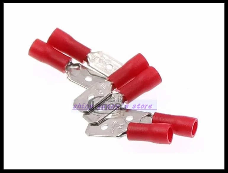200 шт./лот MDD1.25-110(5),MDD1.25-187(5),MDD1.25-250 Красный 22-16 AWG 0,5-1.5mm2 мужское утепленное Лопата быстрый разъем обжимной терминал
