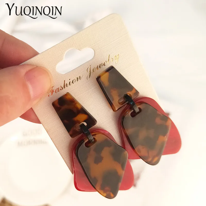 Vintage Long Acrylic Acetic Resin Earrings for Women 2019 Big Geometric Dangle Drop Earings Girls Fashion Jewelry New Brinco | Украшения и