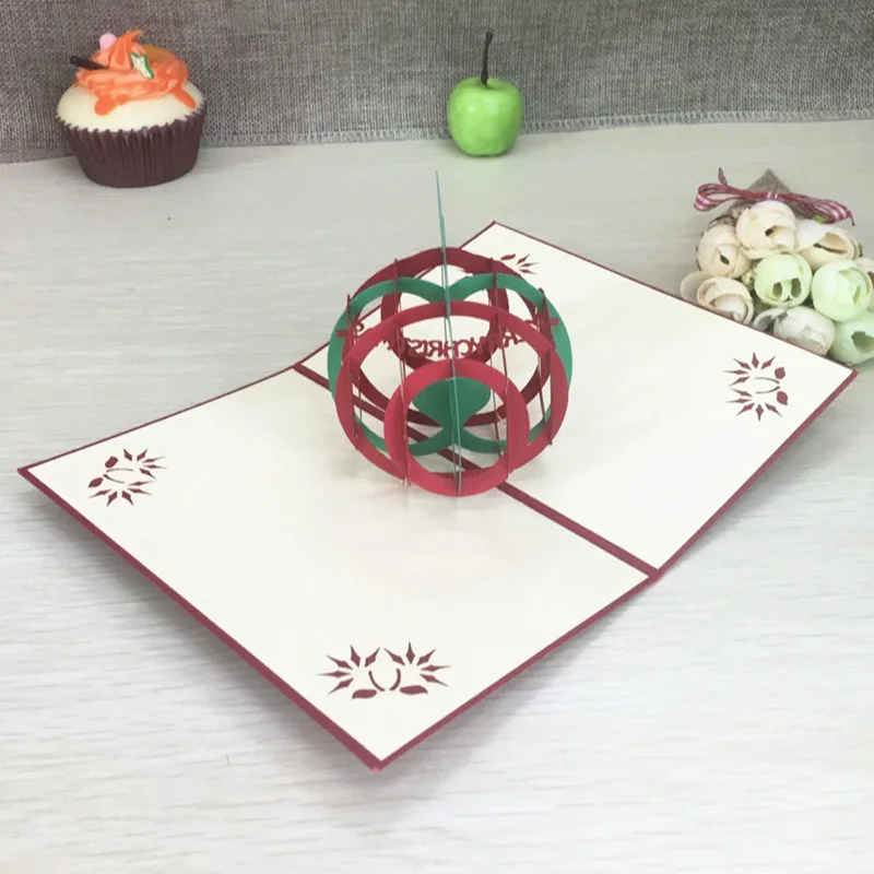 Зеленая Рождественская 3D открытка ручной работы с лазерной вырезкой 1 шт.|greeting