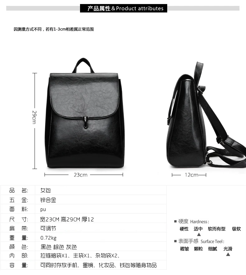 Flap Rucksack Women Backpacks Fashion Teenager Girls School bag PU Mochila Zipper Students Shoulders bag Teenager School Bags