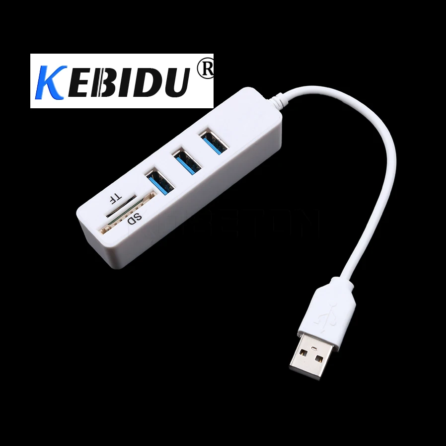 Кардридер kebidu usb хаб 2 0 3 порта 480 Мбит/с комбинированный мини концентратор