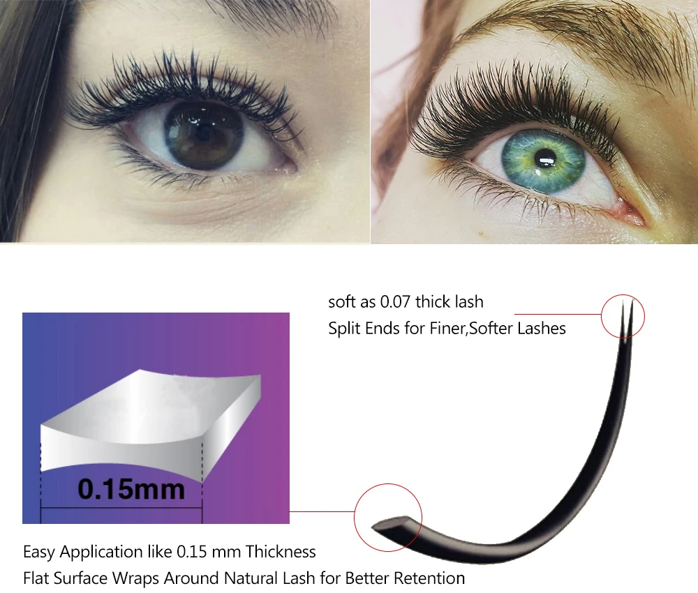 Qeelasee shiny flat lashes split tips individual mink eyelashes ellipse shaped light soft maquiagem cilios | Красота и здоровье