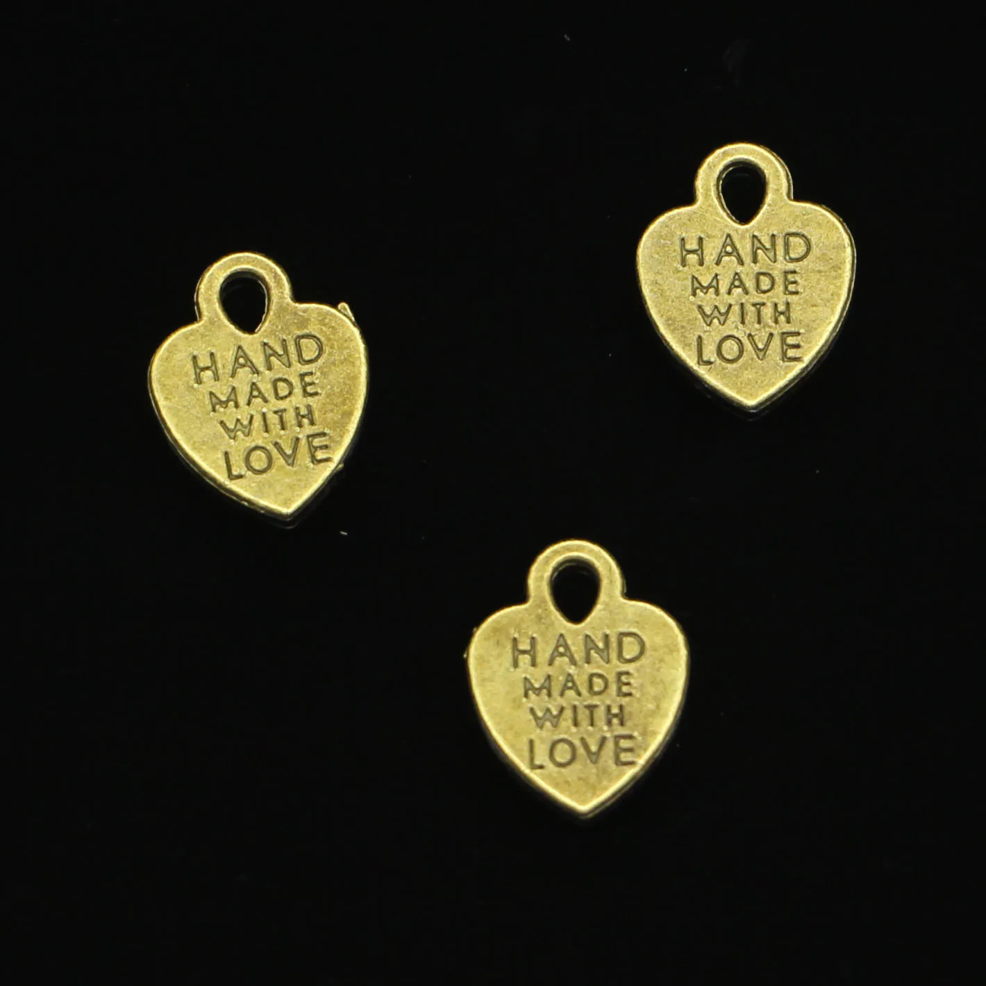 130 pcs Antique Bronze Plated heart hand made with love Charms for Jewelry Making DIY Handmade 15*12mm | Украшения и аксессуары
