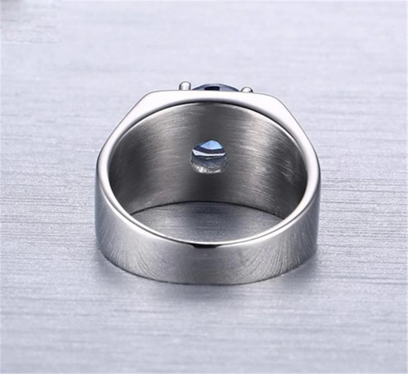 Кольцо с голубым цирконием винтажное серебряное кольцо кристаллом мужское