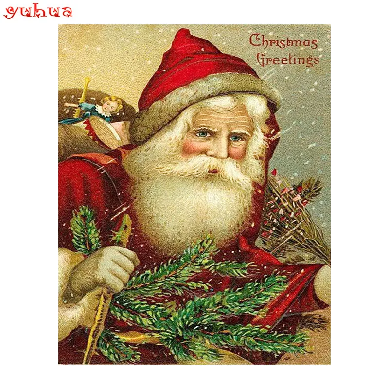 Full Round Diamond painting Christmas Square mosaic Santa Claus 5D DIY embroidery Cross stitch new Year 20 | Дом и сад