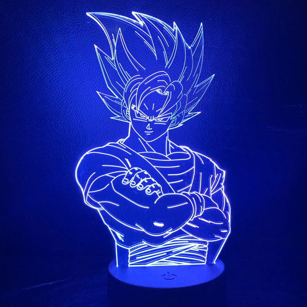 Классный детский светодиодный ночной Светильник Dragon Ball Z Goku, ночной Светильник для детской спальни, декор аниме, 3D иллюзия, светодиодный ночник Saiyan