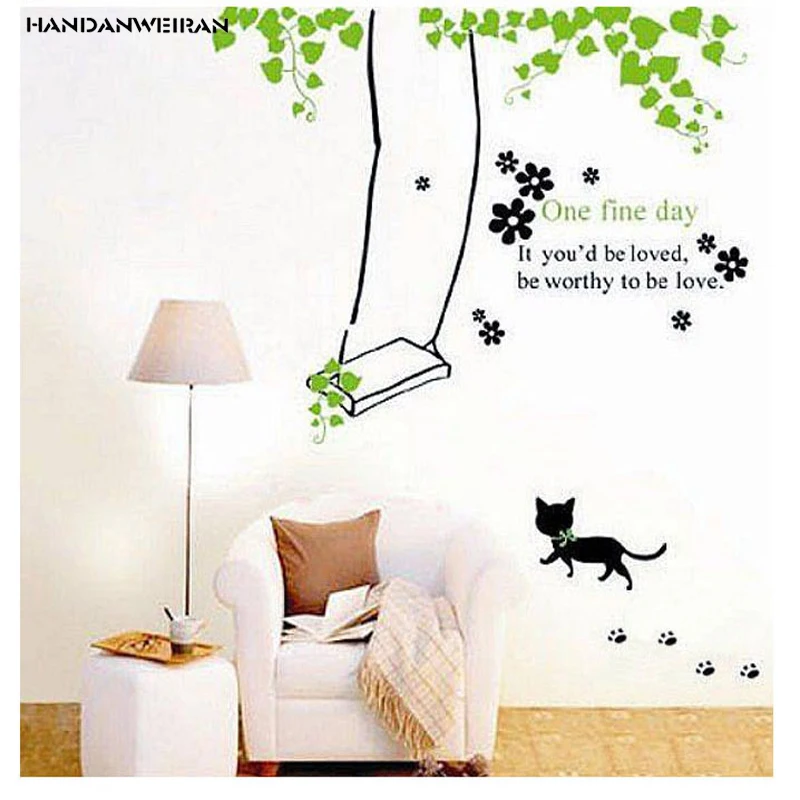 Качели Черный Кот стикер окна стекло гостиной декоративные наклейки на стену s