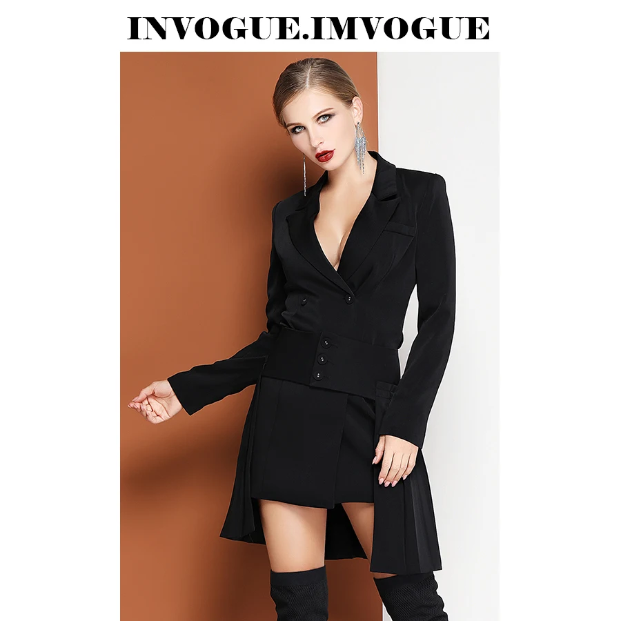 INVOGUE. IMVUGUE 2019 Новое поступление однотонный Модный комплект из двух предметов с