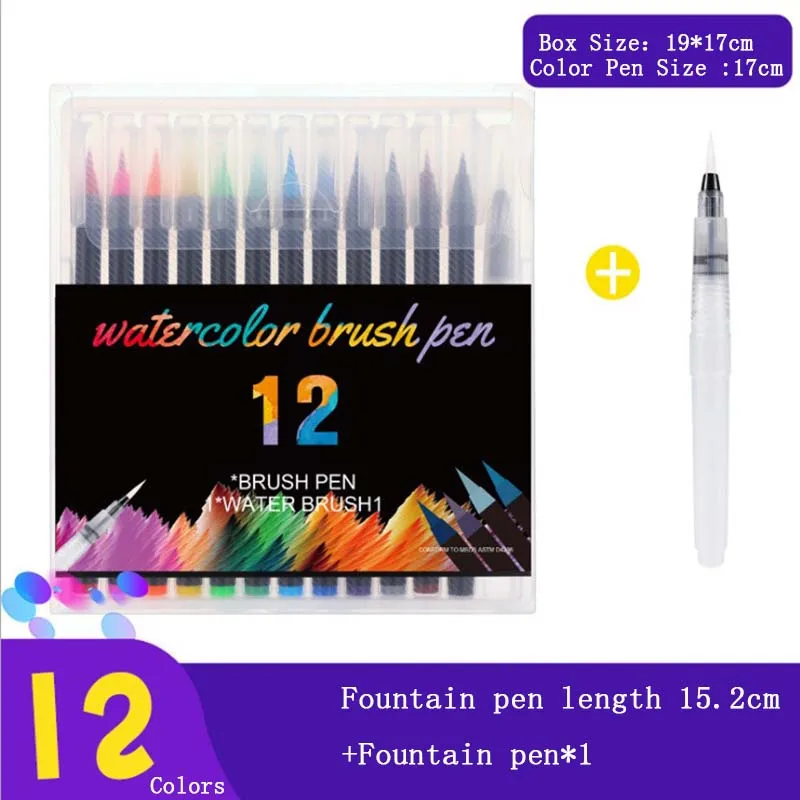 12colors 12 В/20 в/24 В/48 Цвет Премиум маркеры SoftSet воды Цвет кисть для рисования, ручка эффект Best для Цвет ing книги комиксов манга каллиграфия - Цвет: 12colors