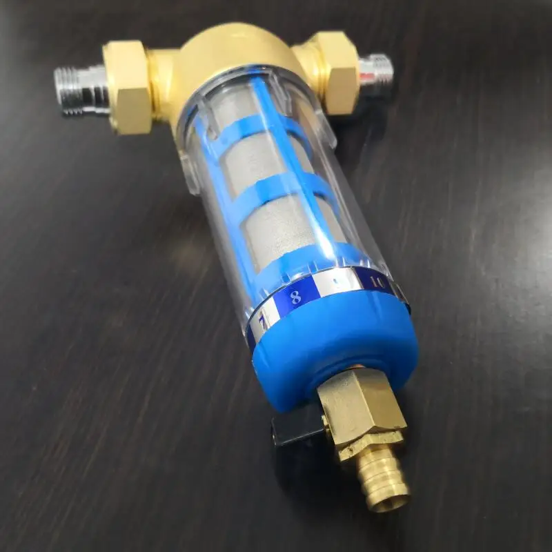 

1/2" or 3/4" Brass Pre water filter with reverse flush water nozzle and wrench
