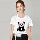 Женская футболка с принтом панды, белая Повседневная футболка с круглым вырезом и коротким рукавом, лето 2019
