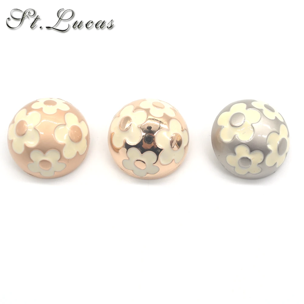 Высокое качество 6 шт./лот цветок металлическая кнопка живопись Золотые