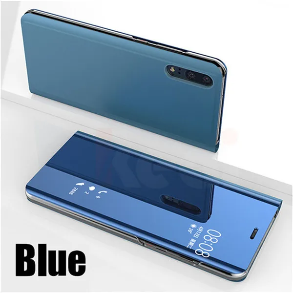 blue Модный умный откидной зеркальный чехол для телефона для iPhone 11 Pro MAX 7 8 6 6s Plus XS MAX XR X для samsung S8 S9 S10e Plus Note 8 9 10 Pro - Цвет: blue