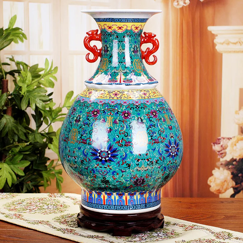 Керамическая эмалированная ваза в античном стиле Jingdezhen напольная розетка для