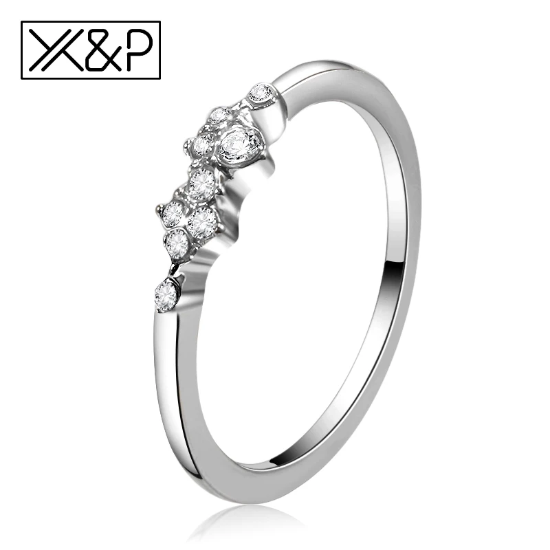 Silver X& P Модные кольца с золотыми и серебряными кристаллами для женщин, обручальное, свадебное, милое, простое, маленькое, Легкое женское кольцо, ювелирное изделие, подарок - Цвет основного камня: Silver