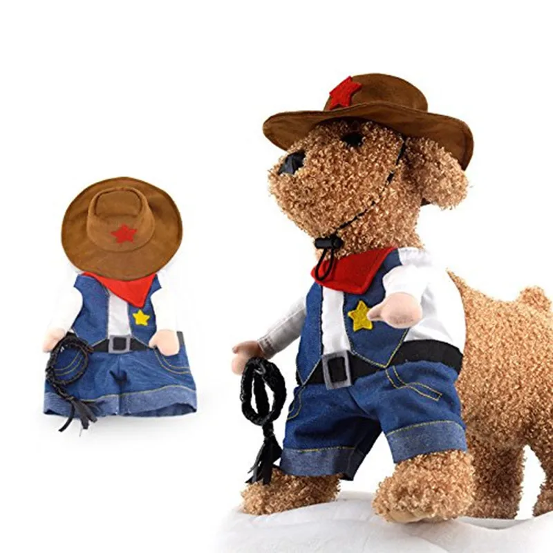 1 шт. Pet костюм для кошки собаки ковбойские джинсы Wild West рубашки с капюшоном