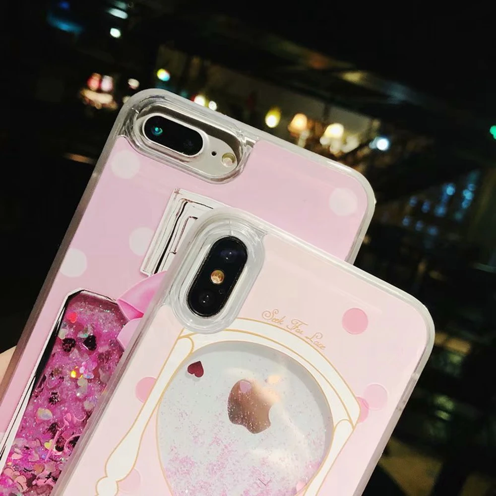 Блестящий жидкий зыбучий песок чехол для телефона iPhone 7 8 Plus XR милый Единорог