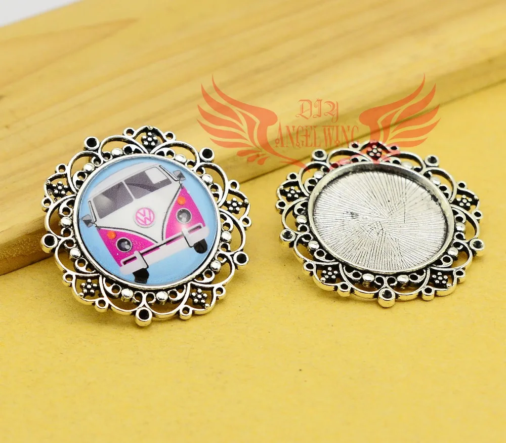 5 шт./лот 25 мм Внутренний размер античный посеребренный цветок модный стиль