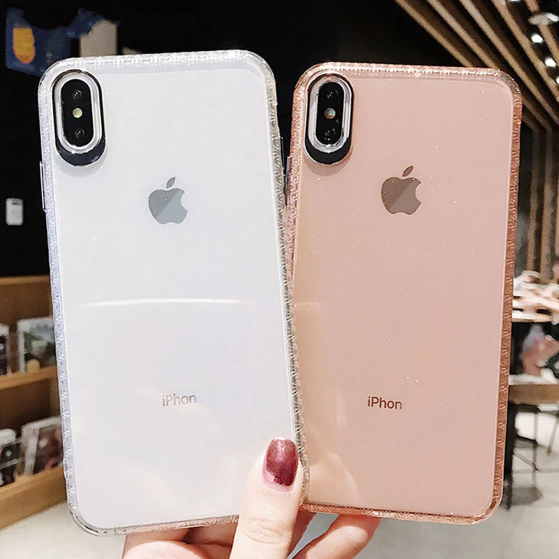 Противоударный прозрачный блестящий чехол для iPhone XS Max XR X металлическая кнопка