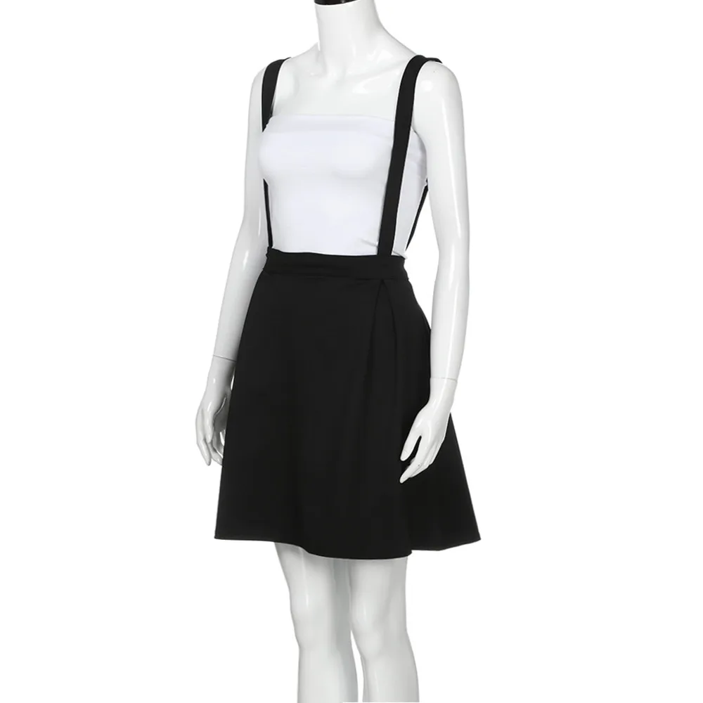 Женская Черная свободная короткая мини-юбка на бретельках | одежда