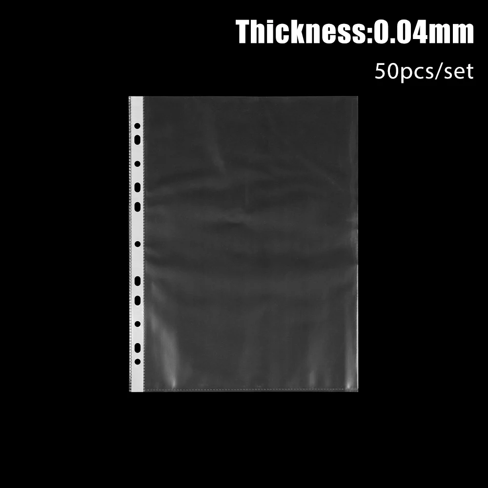 0.04mm 50 шт./лот A4 прозрачный пластиковый перфорированный карман 11 отверстий прозрачный бумажный мешок для хранения документов лист протектор Органайзер - Цвет: 0.04mm