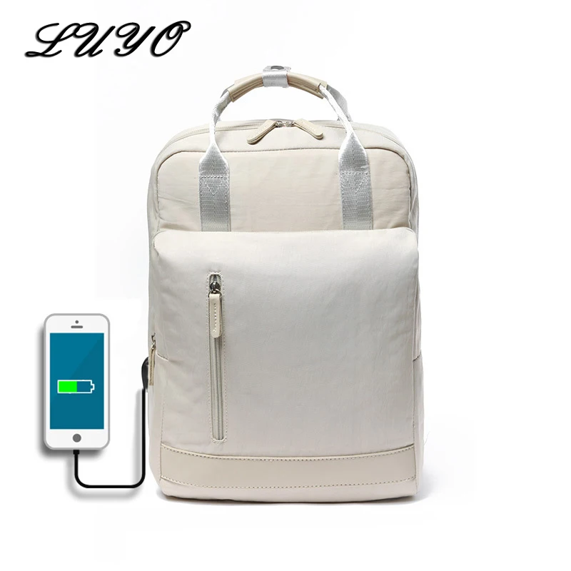 

LUYO Fashion 11~15 Inch Laptop Best Anti-theft Usb Charging Travel Backpack Female Schoolbag Women Backpacks For Teenagers Pink