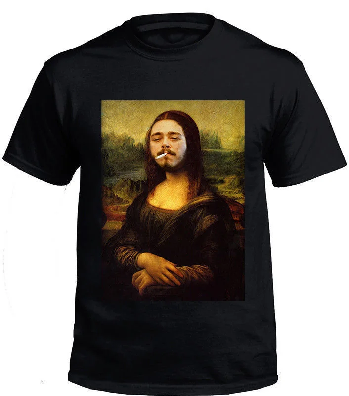 Ограничено! Мужская футболка с надписью NEW POST MALONE-MONA LISA черная Повседневная