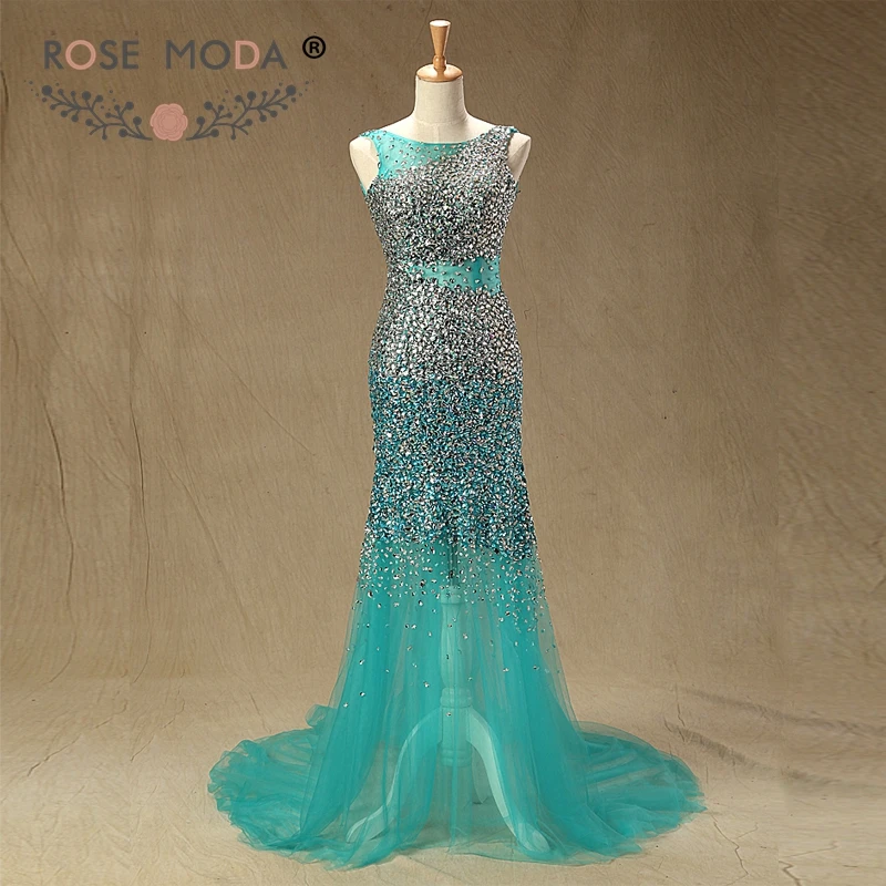 Платье для выпускного вечера Rose Moda блестящее полностью украшенное кристаллами