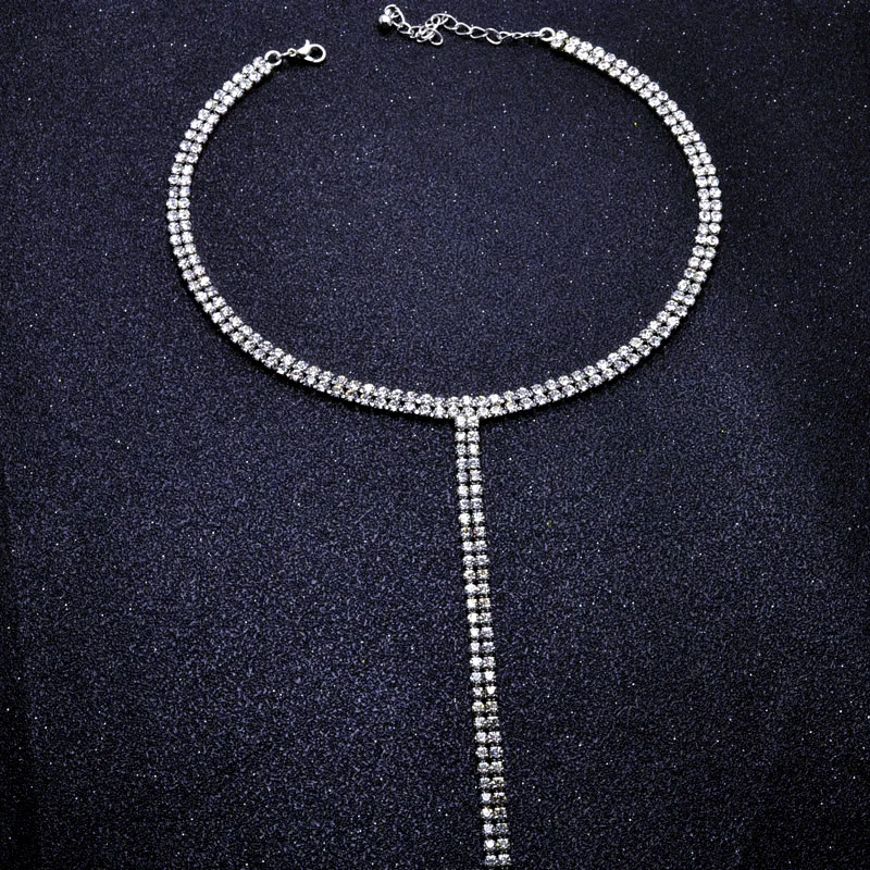 Ювелирные изделия Высочайшее качество полная горный хрусталь звено цепи ожерелье Подарочный набор для женщин девушки N2020