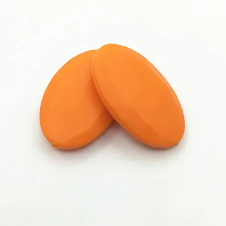 orange Без БФА, силиконовый плоские овальные бусины- силиконовая Подвеска для прорезывания зубов ожерелья Силиконовые Детские Жевательные свободные бусины - Цвет: orange