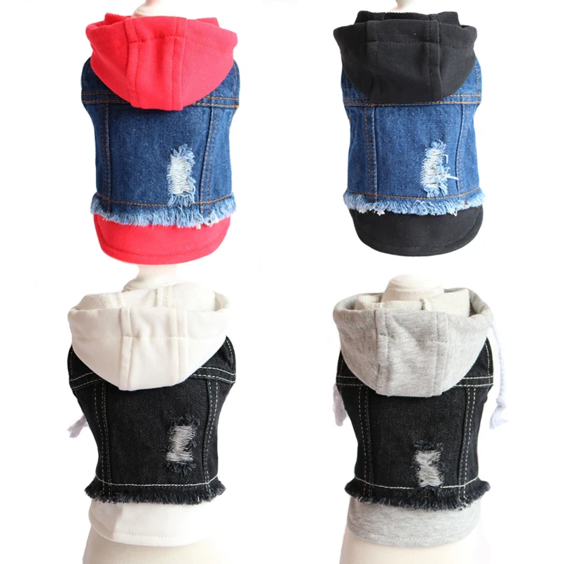 Персонализированные Лоскутные толстовки с капюшоном для собак Одежда джинсовый