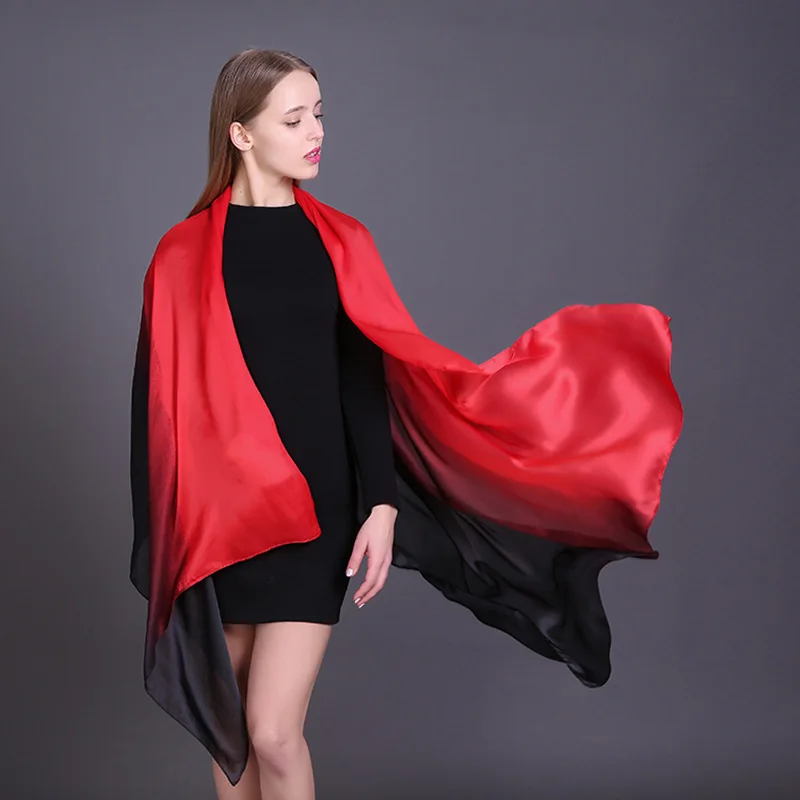 RUBY VICKY 2019 летний градиент цвета шелковый шарф для женщин Женская Новая мода