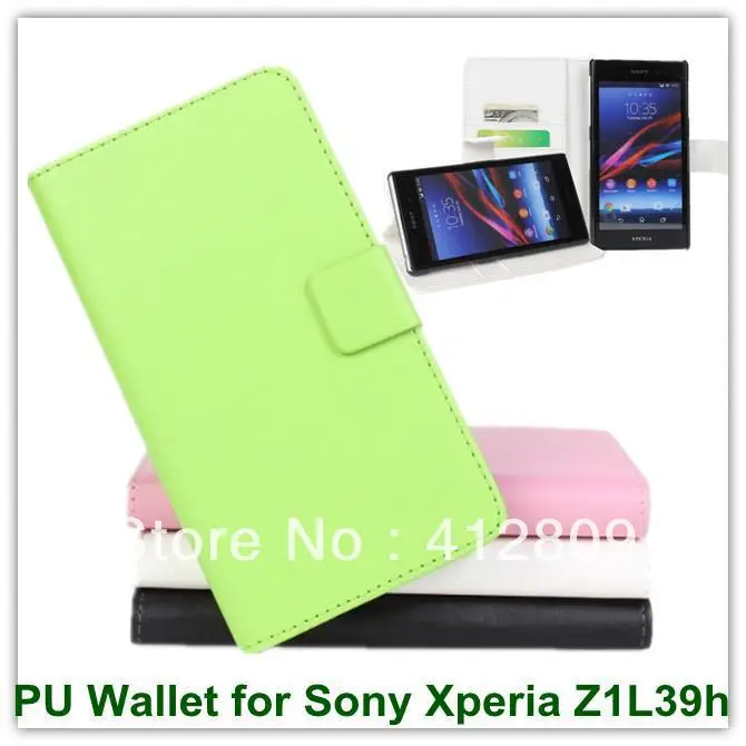 Black PU Wallet Back Credit Card Stand Cover Case for Sony Xperia Z1 L39h Honami C6906 C6903 C6902 C6943 Free Shipping | Мобильные