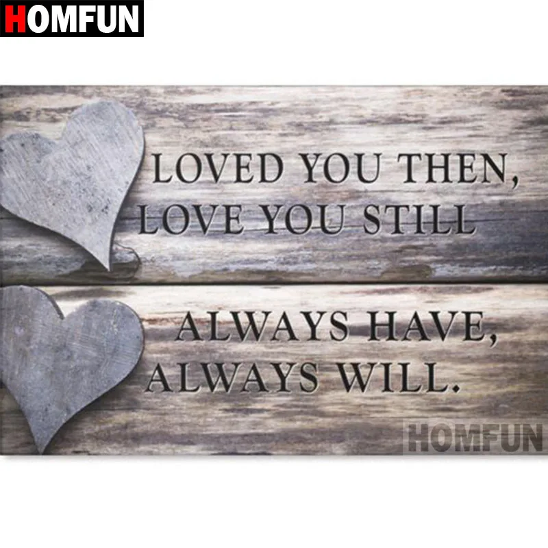 HOMFUN Full Square/Round Drill 5D DIY Diamond Painting &quotlove you Text&quot 3D Embroidery Cross Stitch Home Decor A18536 | Дом и сад
