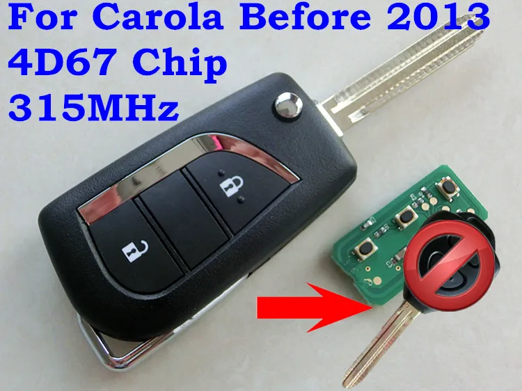 Складной дистанционный ключ RMLKS 2 кнопки чип 4d67 315 МГц для TOYOTA Corolla RAV4 Yaris EZ |