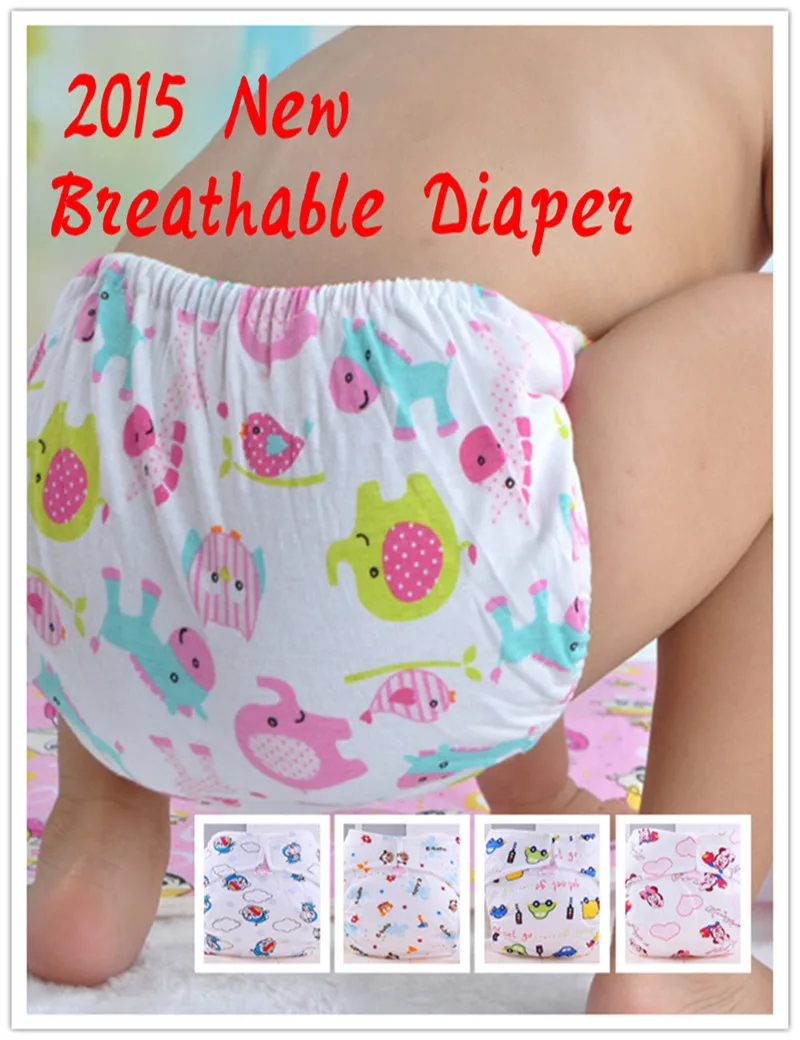 

2Pcs Cute Baby Cotton Training Pants Babies Reusable Diapers Cloth Diaper Washable Infants Nappies Diapers