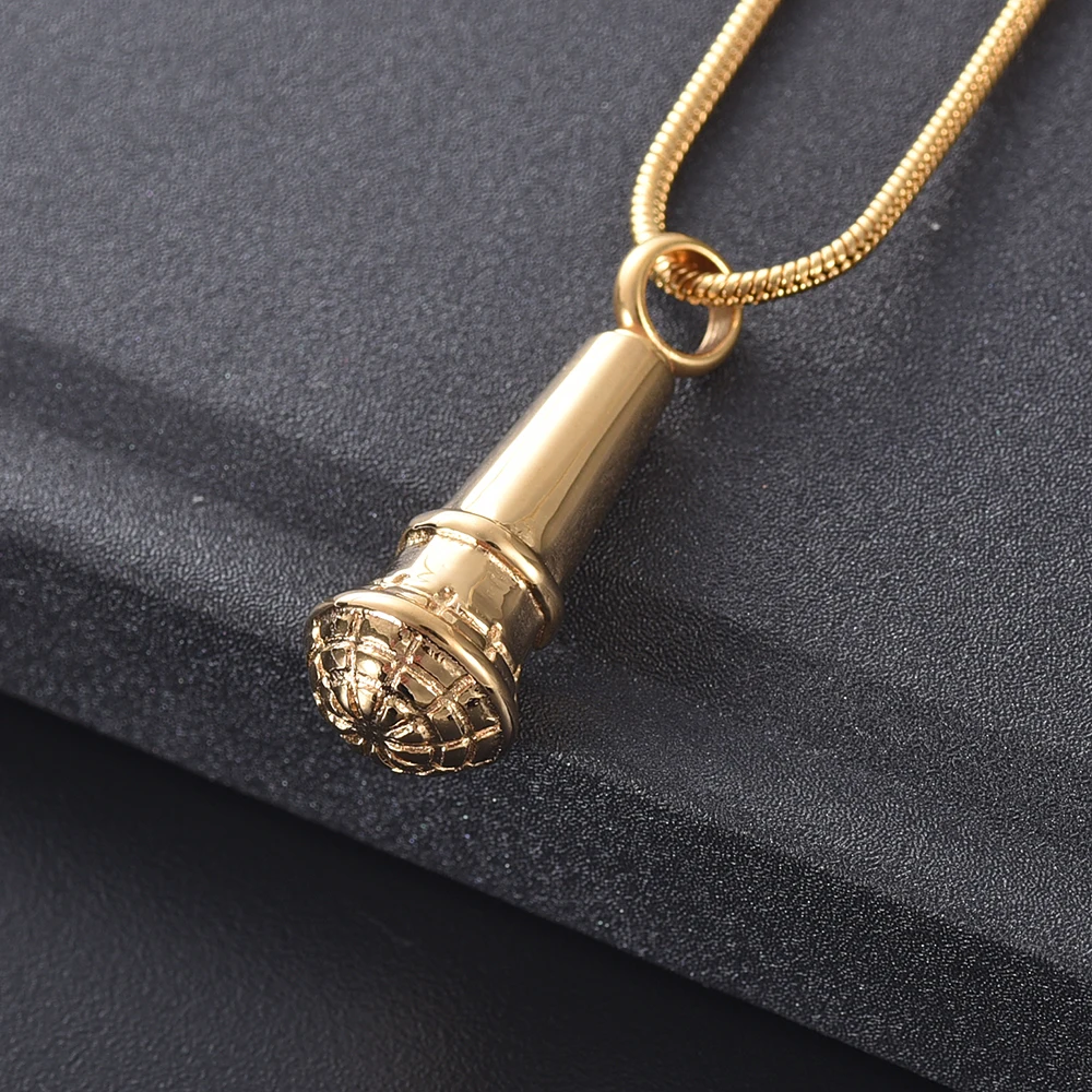Классный дизайн микрофона форма памятный кулон для праха Keepsake урна кулон из нержавеющей стали Урна кремации медальон ожерелье для меломана